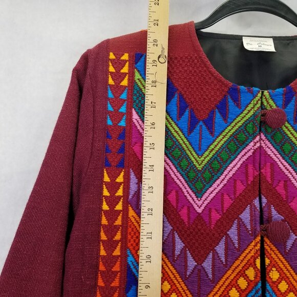 Artesanias De Colores Cropped Jacket Women M Handmade Aztec Embroidered Rainbow - Picture 14 of 16